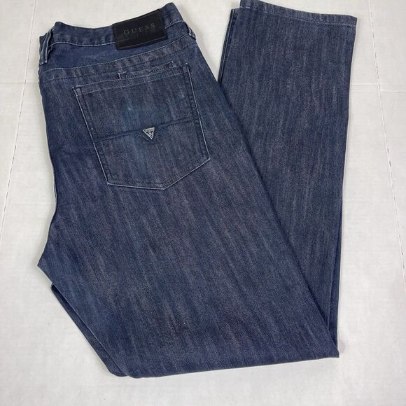 Guess Jeans Men’s 36x32 Medium Rise Tapered Slim Halsted Fit Dark Wash Preppy - Picture 3 of 15